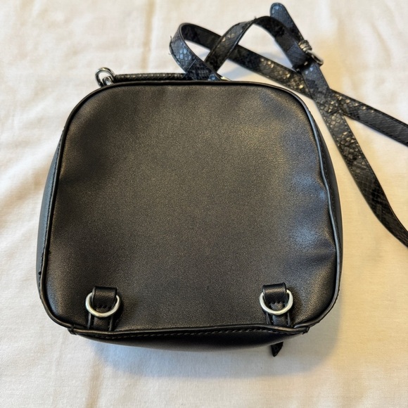 Free People Mika Black Leather Mini Backpack Crossbody Handbag ~ Boho Travel - Picture 3 of 7